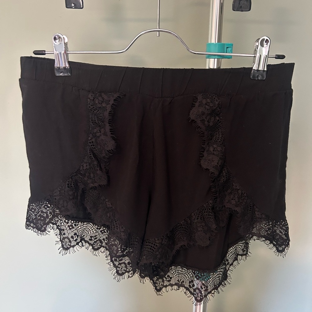 Kendall & Kylie Black Lace Trim Pajama Shorts